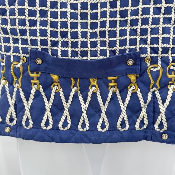 J. McLaughlin 100% Silk Nautical Quilted Vest Sz S Blue Preppy Resort Equestrian - Picture 6 of 13
